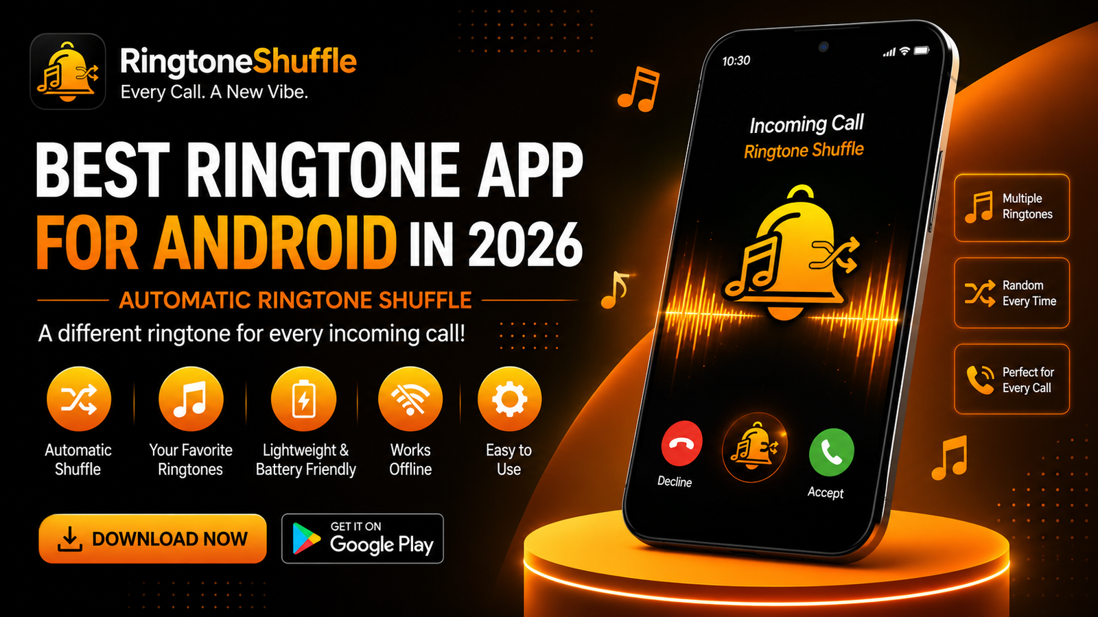 Best ringtone app for Android with automatic ringtone shuffle feature
