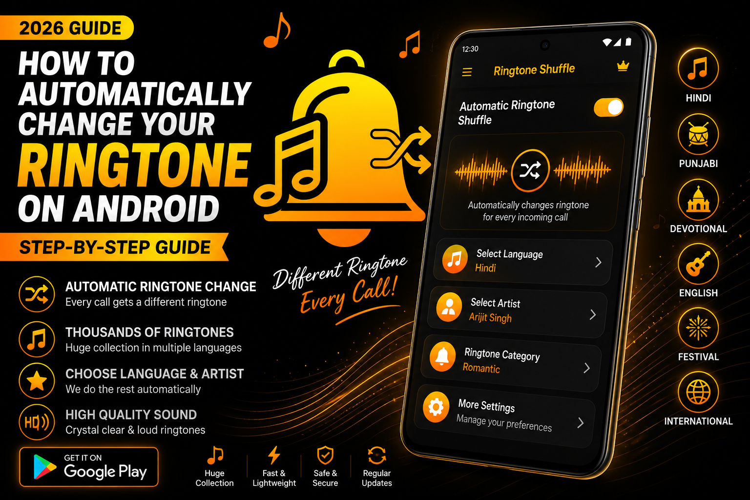 Automatic Ringtone Changer for Android using Ringtone Shuffle app