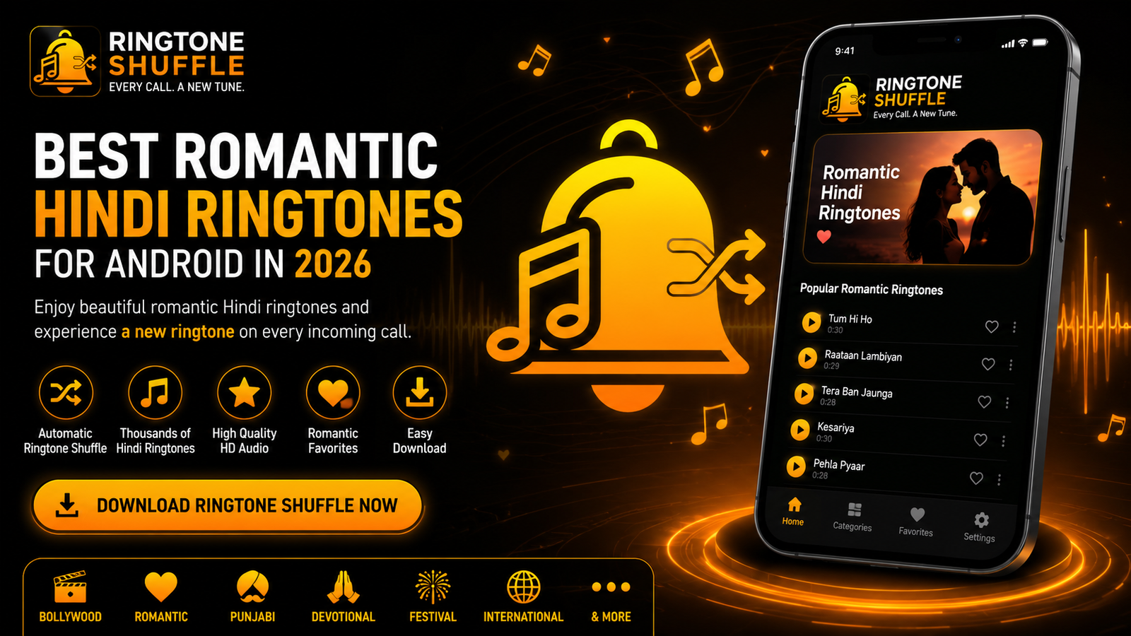 Romantic Hindi ringtones for Android - Ringtone Shuffle App